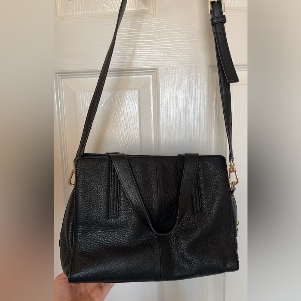 Kate Spade Dominique Grey Street Satchel Bag Black Pebbled Leather Crossbody - Picture 5 of 10